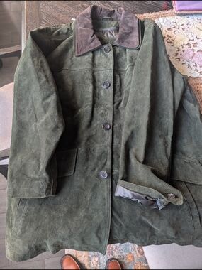 George Olive Green Suede Field Jacket, Barn Coat, Chore Jacket